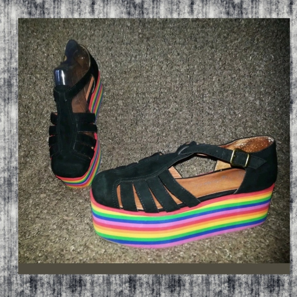 Jeffrey Campbell  rainbow platform SANDALS - Picture 3 of 8